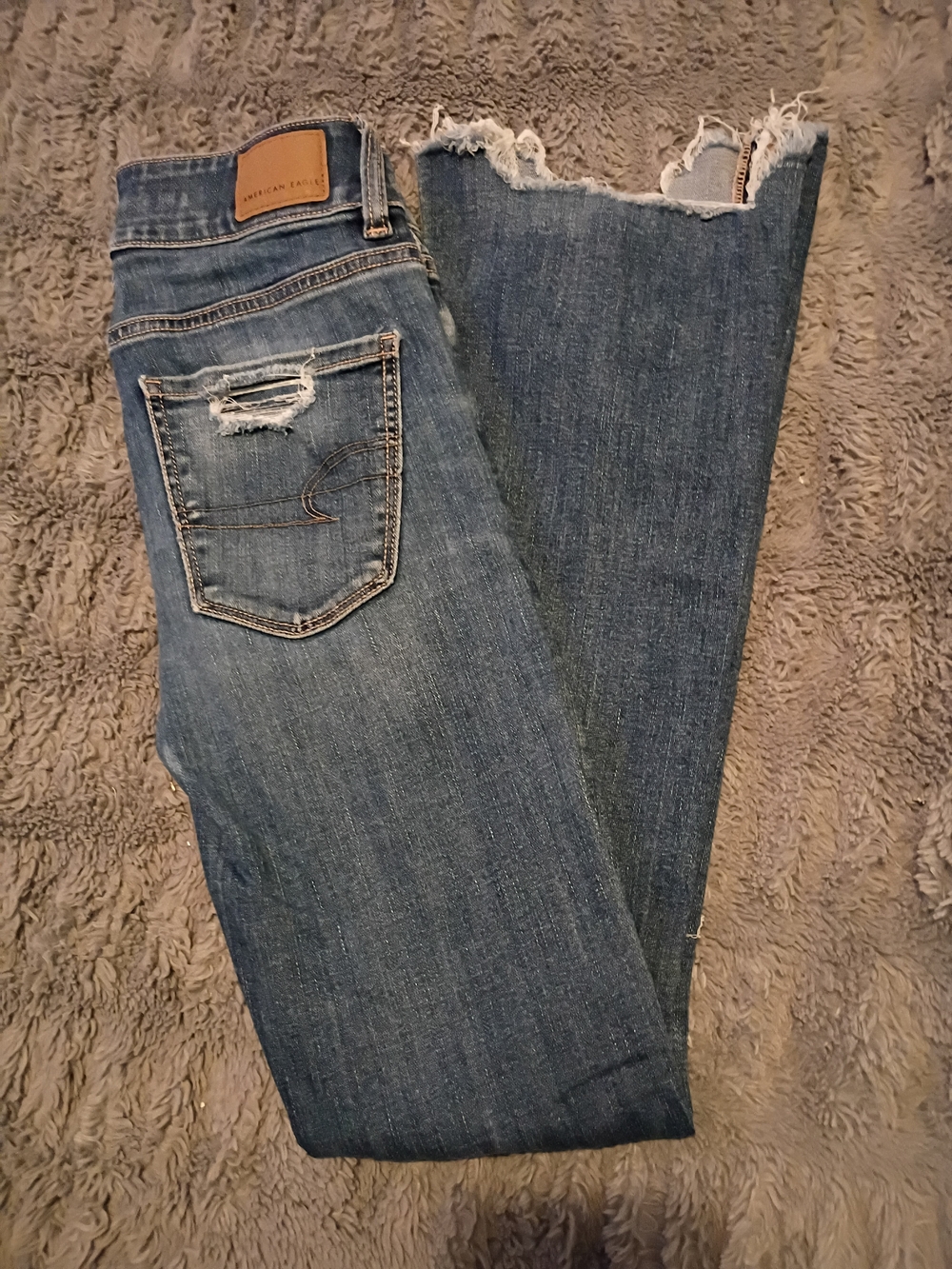 American Eagle Blue Super Stretch Denim Jeans with Button Fly Size